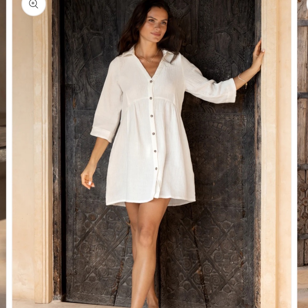 Nomad the Label Bria Mini Cotton Dress, Coconut, NWT - Picture 2 of 14